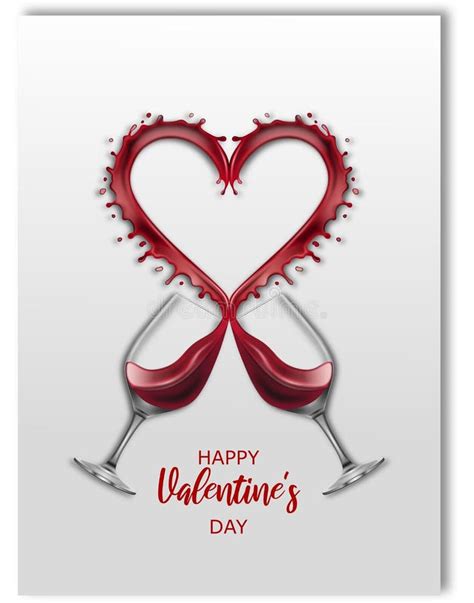 Red Wine Glasses Toast With Heart Shaped Splash Stock Vector Illustration Of Love Card 170144105