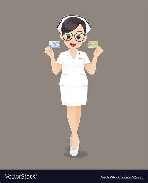 Nurse Holding Id Card Royalty Free Vector Image