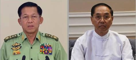 Min Aung Hlaing Chairman Of The President Of Myanmar Myint Sweacting