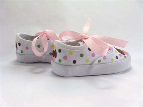 Cupcake Shoes With Polka Dots Birthday Sneakers Hand Painted Etsy