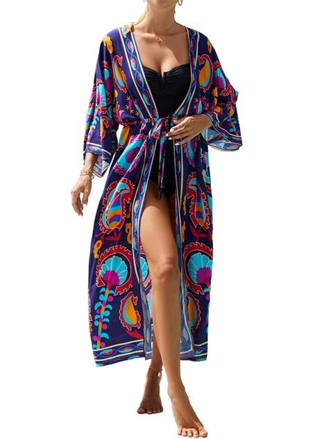 Bsubseach Women Loose Bikini Cover Up Sexy Long Kimono Cardigan Swimsuit Coverup Long Dress