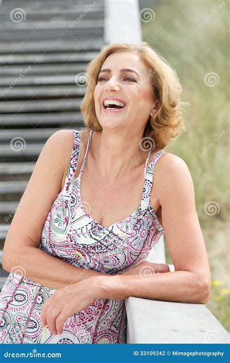 Mature Woman Laughing Outdoors Stock Photo Image Of Model Nature