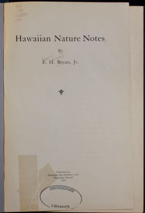 Hawaiian Nature Notes