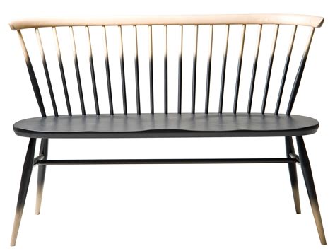 Ercol Love Seat Bench With Backrest Blacknatural Wood Made In