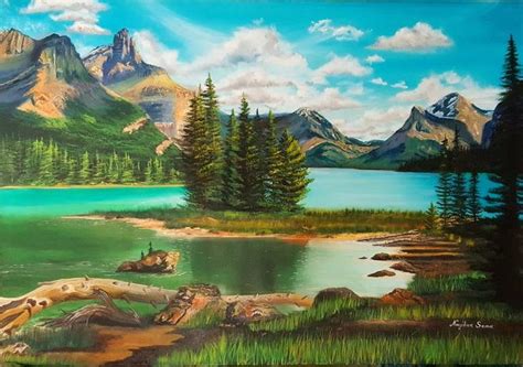 Maligne Lake Painting By Nagihan Sema Kudu Saatchi Art