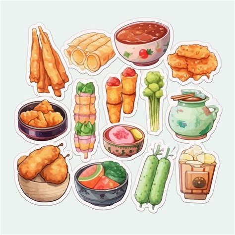 Premium Vector Food Sticker Set Vector