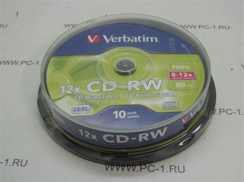 Диск CD-RW 700Mb Verbatim 12x /уп. 10 шт. на
