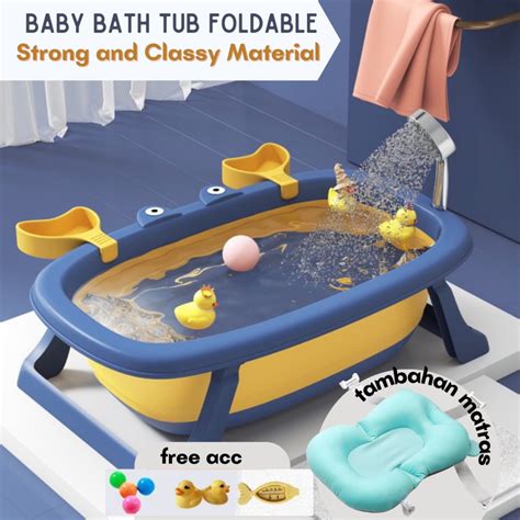 Jual Bak Mandi Bayi Lipat Foldable Baby Bath Tub Dengan Pengukur Suhu