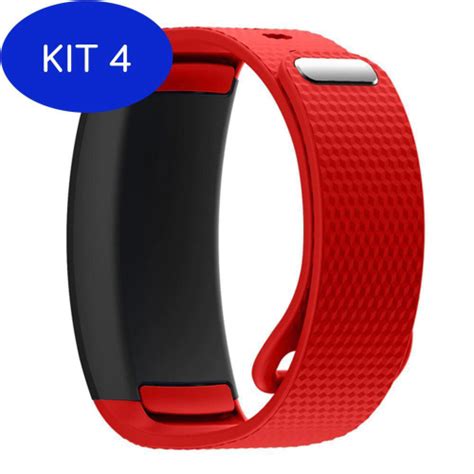 Kit 4 Pulseira Para Samsung Gear Fit 2 Sm R360 Pro R365 Red No Shoptime