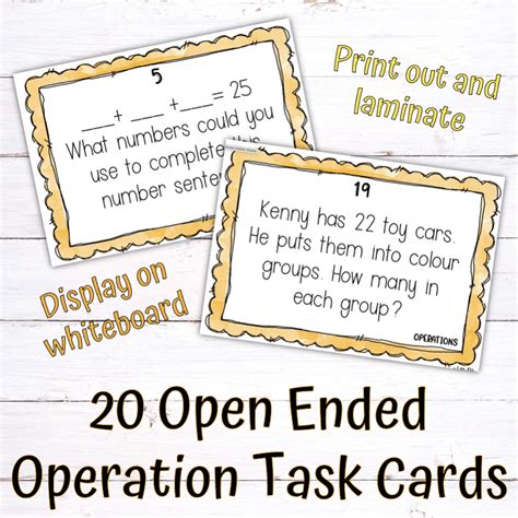 Operation Task Cards Workbook Open Ended Math Questions Addition