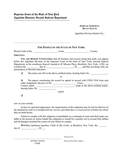 Ny Subpoena Duces Fill Out Printable Pdf Forms Online