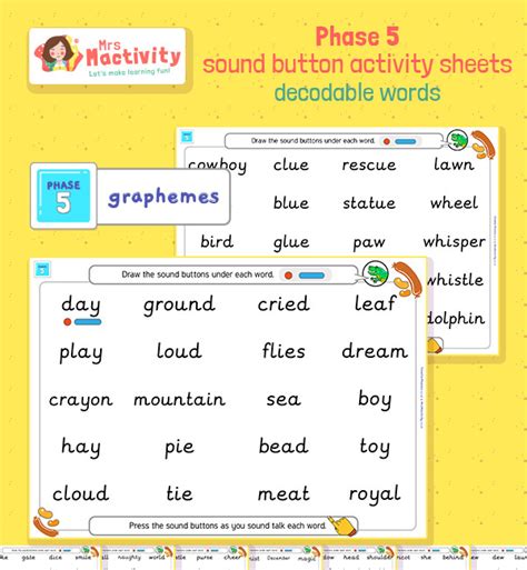 Phase Sound Buttons Activity Sheets Sound Button Resources