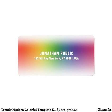 Trendy Modern Colorful Template Elegant Address Label Zazzle Custom