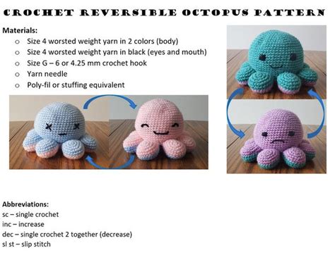 Reversible Octopus Crochet Pattern Pdf Etsy Octopus Crochet Pattern