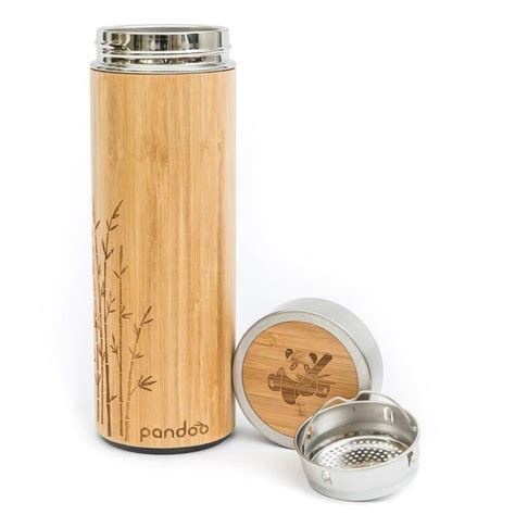 Pandoo Bamboo Thermal Mug Including Tea Strainer Ml And Ml Etsy