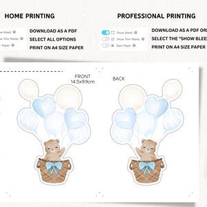 Teddy Bear Cutouts Gender Reveal Hot Air Balloon Cake Topper Boy OR Girl Cupcake Topper Cake