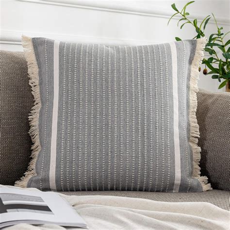 Ojia Modern Throw Pillow Cover With Tassels Decorative Liana Fringe Accent Cushion