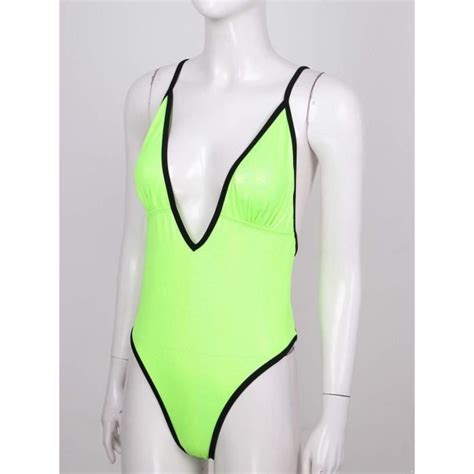 Dpois Bikini String Femme Maillot De Bain Femme Pi Ce Brillant Sexy Tankini Piscine Monokini