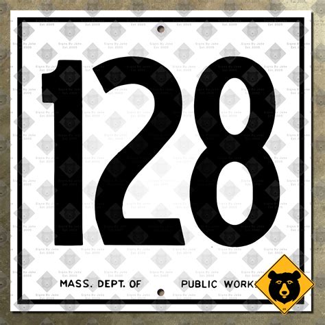 Massachusetts Route 128 highway marker - Signs by Jake