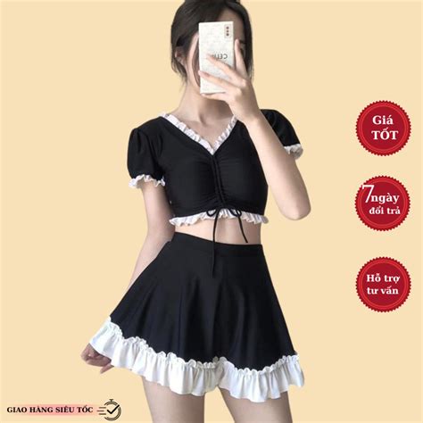 Bikini đi biển nữ mảnh du lịch dáng váy hàng Quảng Châu phong cách tiểu thư trẻ trung freeszie