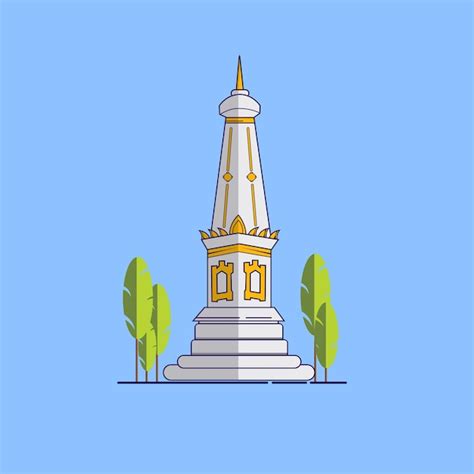 Premium Vector Tugu Jogja Vector Illustration And Cartoon Icon