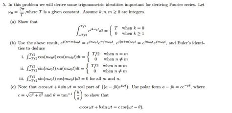 Solved 5 In This Problem We Will Derive Some Trigonometric