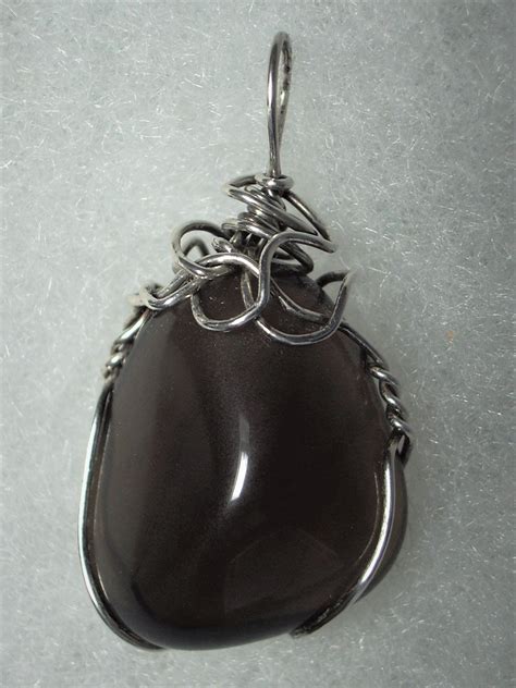 Apache Tear Pendant Wire Wrapped Sterling Silver Apache Tears