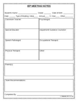 IEP Meeting Notes Template