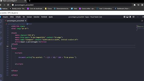 Exerc Porcentagem Prova Javascript E Html Desenvolva Um Jogo E