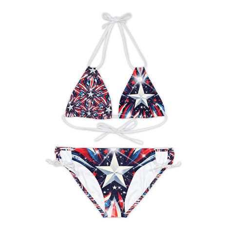 Red White And Blue Star Pattern Patriotic Two Piece Bikini Patriotic Swimwear Forth Of July