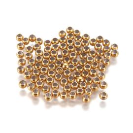 50 X RVS 304 Kralen 3 X 2mm Gat 1 6mm Goudkleur Metalen Kralen Goud