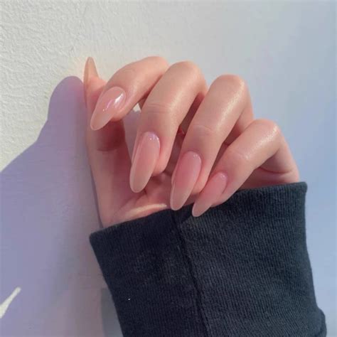Pink Nude Almond Long Luxury Press On Nails Etsy