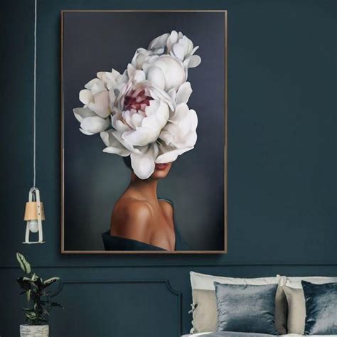 Woman Wall Art Printable Flower Head Woman Print Fashion Etsy Floral Prints Art Large