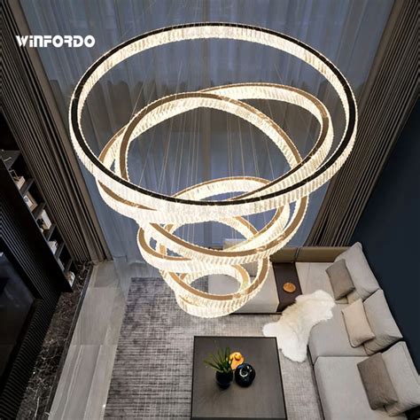 2022 luxo led lustre de cristal pingente lâmpada para escada 110v 220v