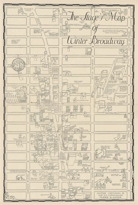 Map of Broadway Theatre District in Midtown Manhattan New York City NYC Cartography History ...