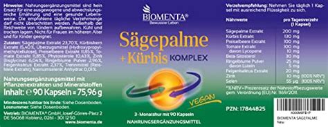 BIOMENTA Sägepalme Kürbis Komplex 90 hochdosierte Sägepalme Kürbis