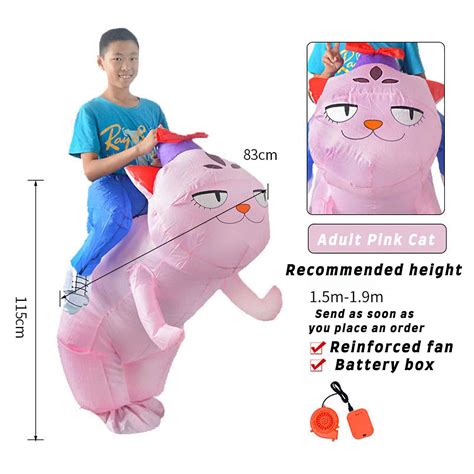 Adult Inflatable Cat Costume Ride On Cat Fan Operated Blow-up Suits