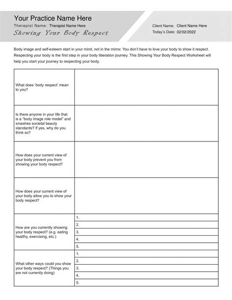 Body Image Worksheets Bundle PDF