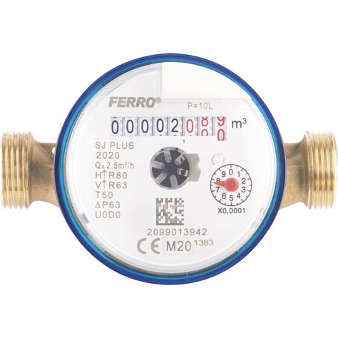 Водомер за студена вода Ferro SJ15AFPLUSPLI, 1/2", 2.5 м³/ч, Адаптиран ...