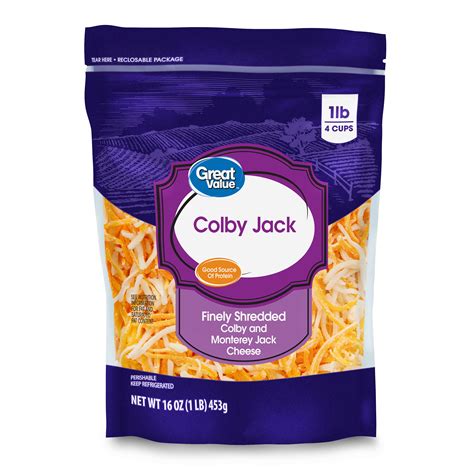 Great Value Finely Shredded Colby Jack Cheese 16 Oz Walmart