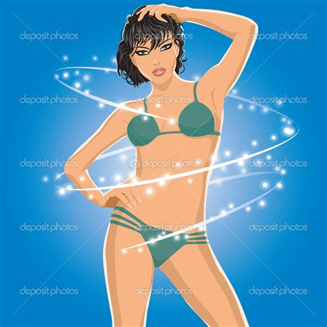 Chica bonita bikini vector ilustración Vector de stock por benizoom