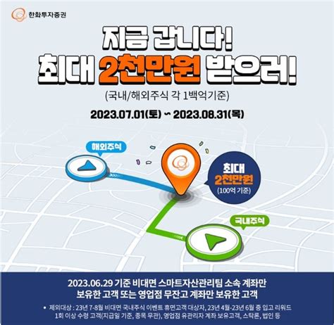 한화투자증권 국내·외 주식 이전하면 최대 ‘2000만원 지급 이벤트