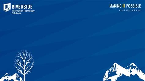 Blue Background Ucr Its Logo And White Snowy Mountains Information