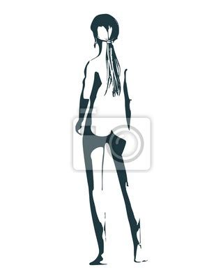 Beautiful Sexy Fitness Girl Pretty Naked Woman Back View Myloview