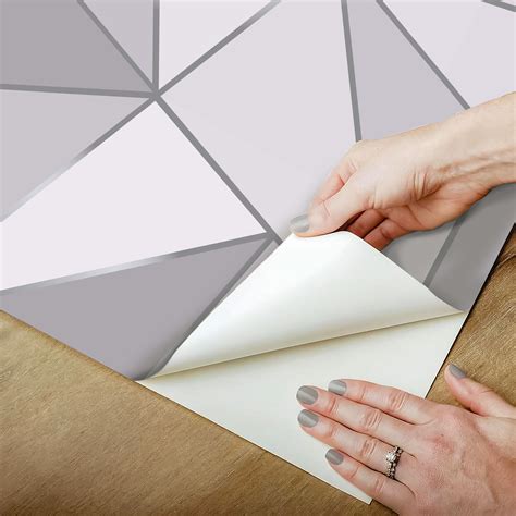 Papel de Parede Adesivo Vinil Triangulos Provençal Nude Branco Cinza Zara Moderno Quarto Sala