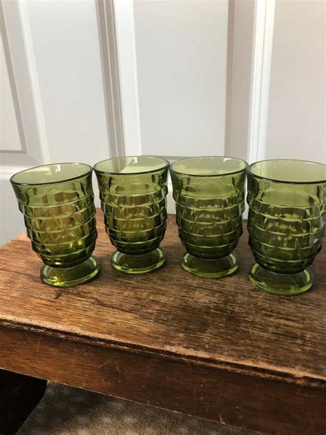 Whitehall Colony Juice Glasses Green Cube Set Of 4 Retro Etsy Juice