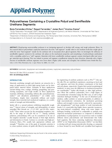 polyurethanes   crystalline polyol  semiflexible