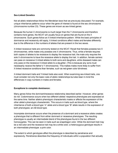 Non Mendelian Genetics Sex Linked Genetics Not All Allelic
