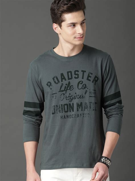 Buy The Roadster Lifestyle Co Men Grey Varsity Graphic T Shirt Tshirts For Men 8938289 Myntra