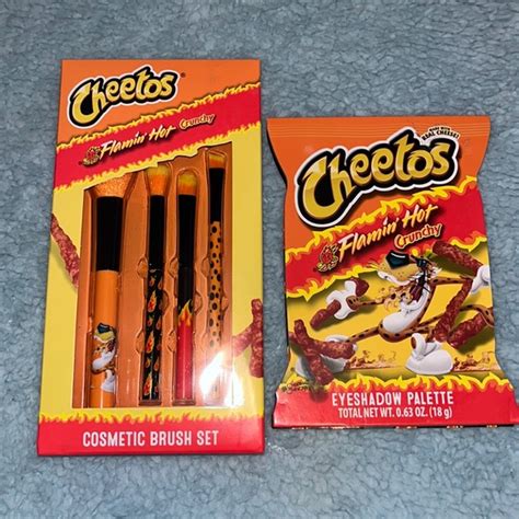 Makeup Cheetos Eyeshadow Palette And Cosmetic Brush Set Nwt Flaming Hot Crunchy Poshmark